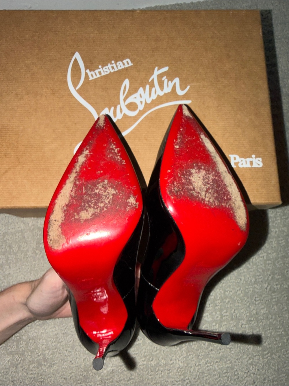 Christian Louboutin Black Patent Leather Pointed-Toe Stiletto Heels - Picture 4 of 10